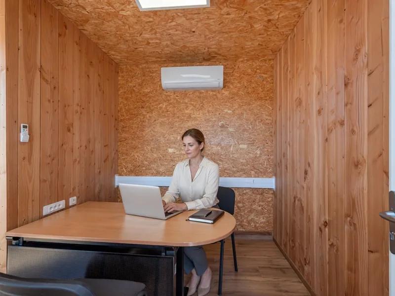 Bureau Ficus avec une personne au bureau - Espaces Coworking Malemort